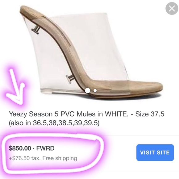 ‼️BLACK LAST 1‼️Lucite Perspex Clear Wedges Yeezy - Picture 7 of 8